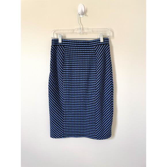 Anthropologie Maeve Midi Stretch Knee Length Pencil Skirt Blue Black Size Small - Picture 4 of 8